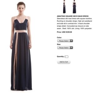 Aijek navy blue silk maxi dress L
